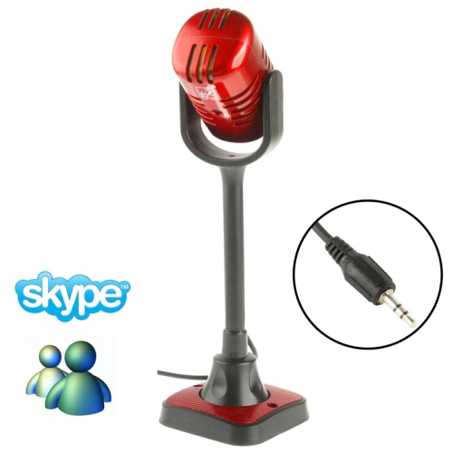 Retro Style Hi-fi Audio Network Microphone with Holder for PC / Laptop Red